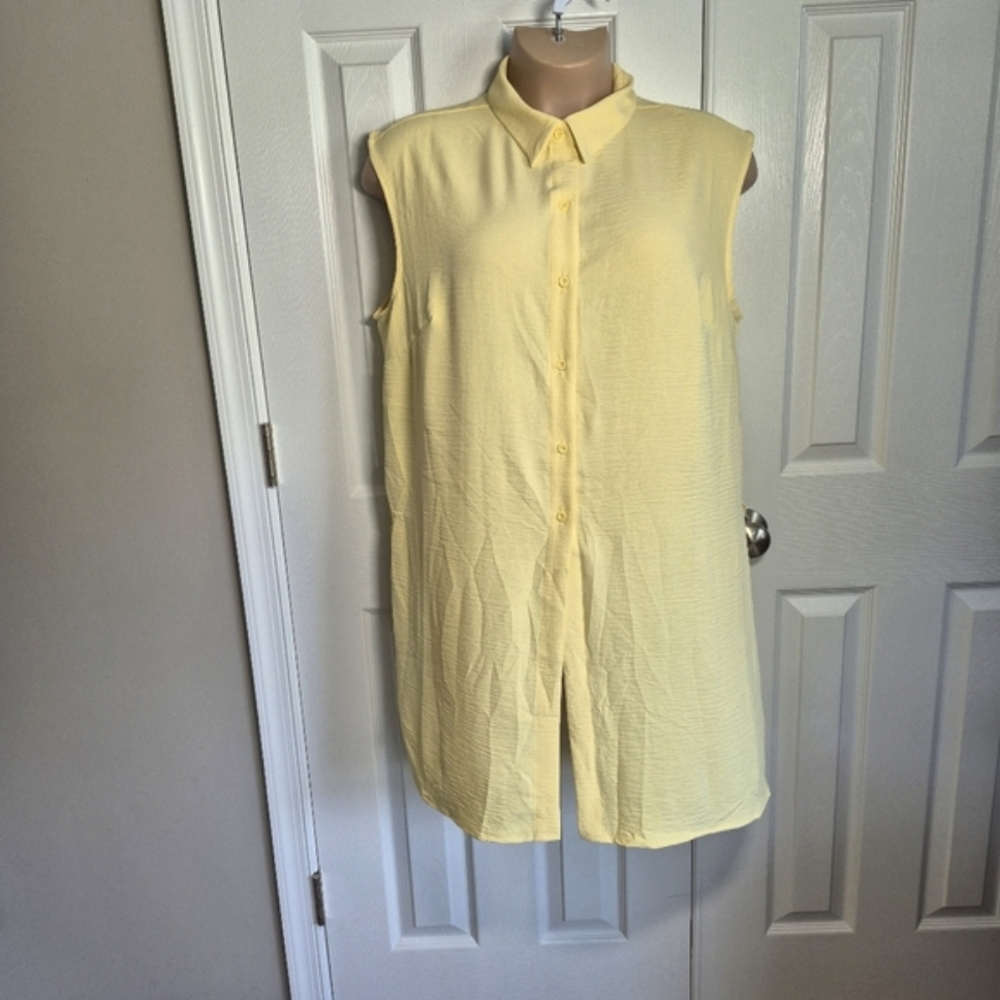 Olivia & Martin Butter Yellow Sleeveless Mini Dress Or Long Tunic Top‎ 2X New
